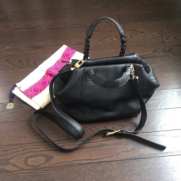 Tory Burch Bags Tory Burch Half Moon Satchel Crossbody Black Poshmark
